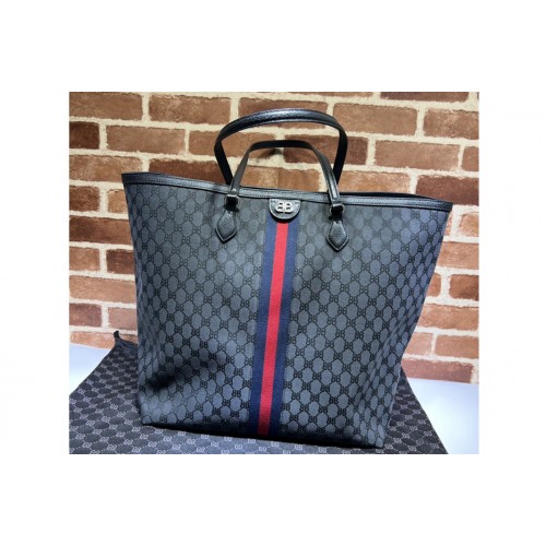 Gucci x Balenciaga Mens Hacker Large Tote Bag in black and dark grey canvas jacquard