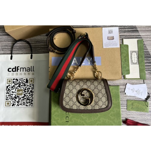 Gucci Blondie mini bag in Beige and ebony Supreme canvas