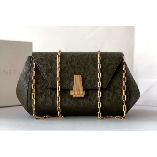 Bottega Veneta Mini BV Angle Shoulder Bags in Dark Green grainy textured calfskin