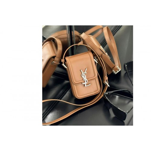 YSL SOLFERINO MINI BAG IN Brown SMOOTH LEATHER