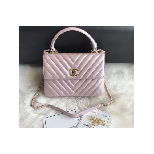 Chanel original lambskin top handle flap bags 92236V Pink Gold Chain Chanel original lambskin top handle flap bags 92236V Pink Gold Chain