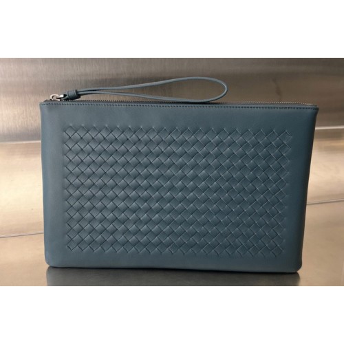 Bottega Veneta Pouch Bag in Navy Blue Leather