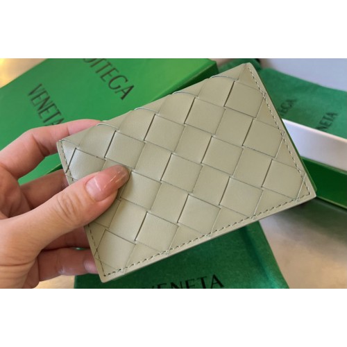 Bottega Veneta Intrecciato Business Card Case in Travertine Leather
