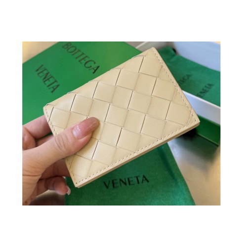 Bottega Veneta Intrecciato Business Card Case in Almond Leather