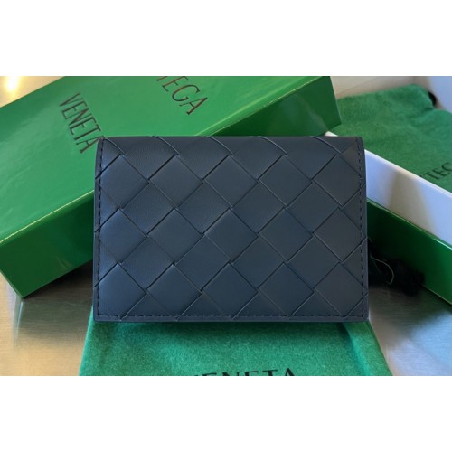 Bottega Veneta Intrecciato Business Card Case in Navy Blue Leather Bottega Veneta Intrecciato Business Card Case in Navy Blue Leather