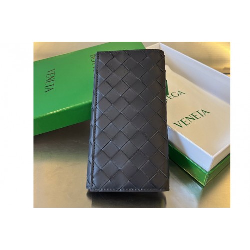 Bottega Veneta Long Intrecciato Wallet in Grey Yellow Leather