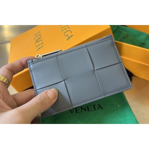 Bottega Veneta Zipped Card Case in Grey Leather