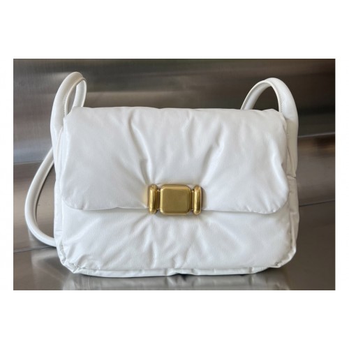 Bottega Veneta Pad Crossbody Bag In White Leather