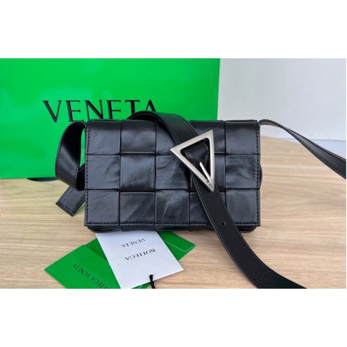 Bottega Veneta Small Cassette crossbody bag Black intreccio leather