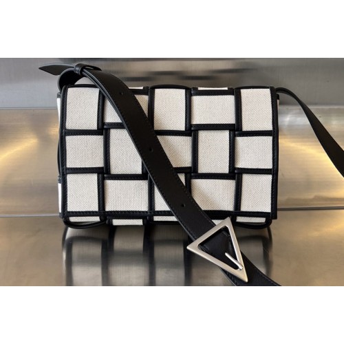 Bottega Veneta Medium Cassette Bag in Natural Black Canvas With Silver