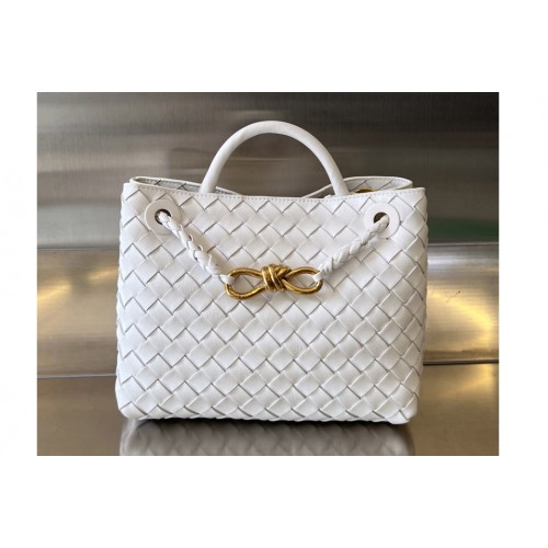Bottega Veneta Small Andiamo Bag in White Leather