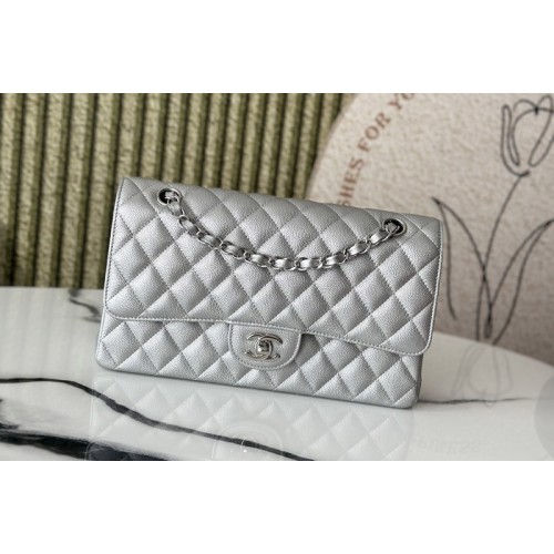 Chanel 11.12 Classic Handbag  A01112 in Silver Leather
