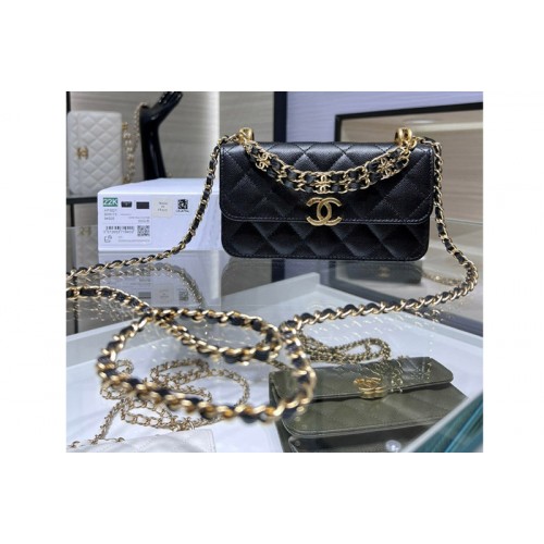 Chanel AP3021 Clutch With Chain in Black Leather