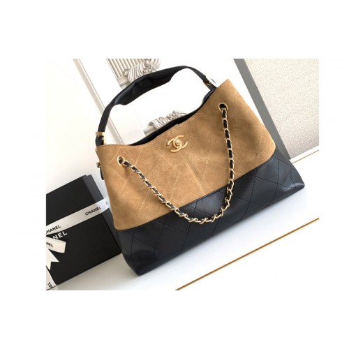 Chanel AS5657 Shopping Bag in Brown/Black Suede