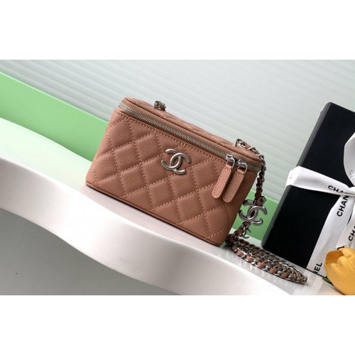 Chanel Long Vanity With Chain in Brown Leather