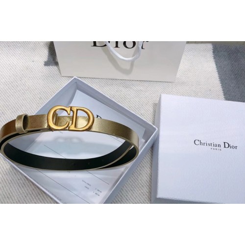 Dior Saddle calfskin 20mm belt in Gold Calfskin Leather
