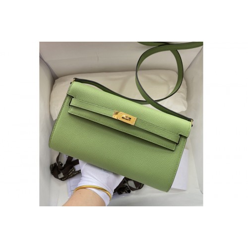 Hermes Kelly Classique To Go Woc Wallet In Green Epsom Leather With Gold Buckle