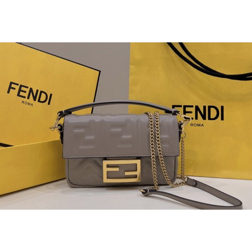 Fendi Baguette Mini bag in Grey nappa leather bag
