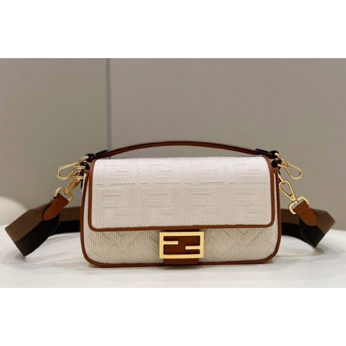 Fendi 8BR600 medium Baguette bag in Beige FF canvas bag