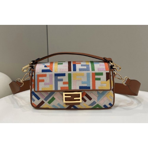 Fendi 8BR600 medium Baguette bag in Multicolor FF canvas bag