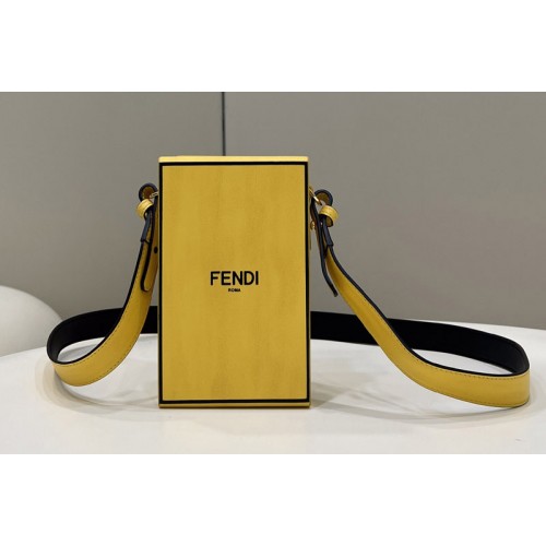 Fendi 7VA519 Fendi Box Shoulder Bag in Yellow Leather