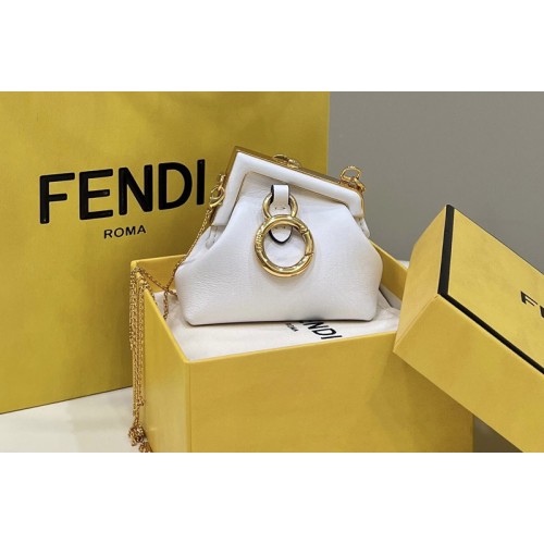 Fendi 7AS051 Nano Fendi First Charm Bag in White nappa leather