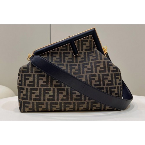 Fendi 8BP127 Fendi First Medium Bag in Black FF jacquard fabric