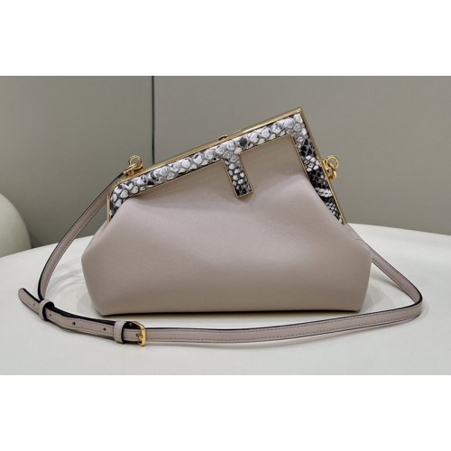 Fendi 8BP129 Fendi First Small bag in Gray leather and python leather