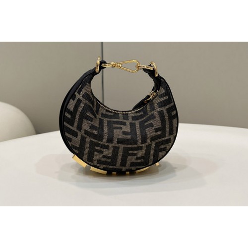 Fendi 7AS089 Nano Fendigraphy Mini hobo bag in Brown FF fabric