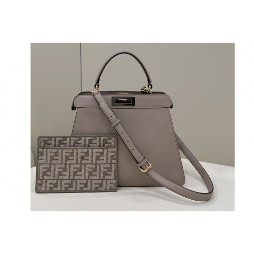 Fendi 8BN321 Peekaboo Iseeu Medium Bag in Gray Leather