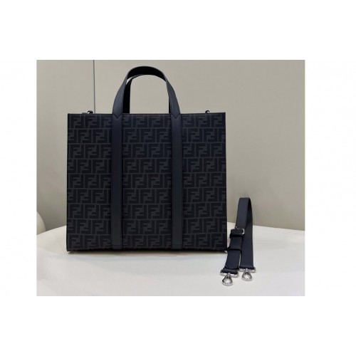 Fendi 7VA390 Shopper Tote Bag in Black FF jacquard fabric Fendi 7VA390 Shopper Tote Bag in Black FF jacquard fabric