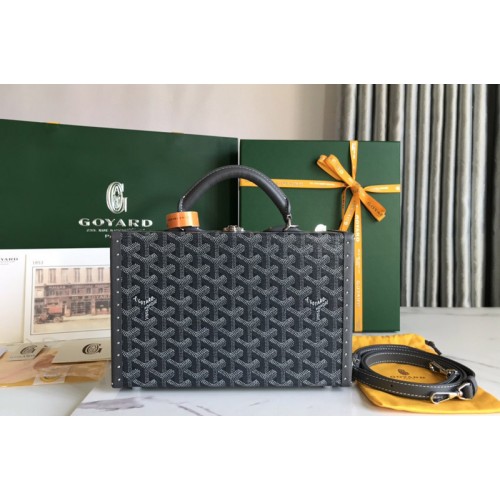 Goyard Grand Hotel Trunk Bag in Black Goyardine Canvas