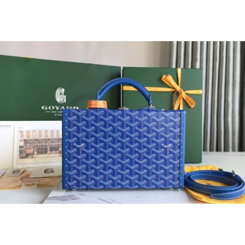 Goyard Grand Hotel Trunk Bag in Blue Goyardine Canvas