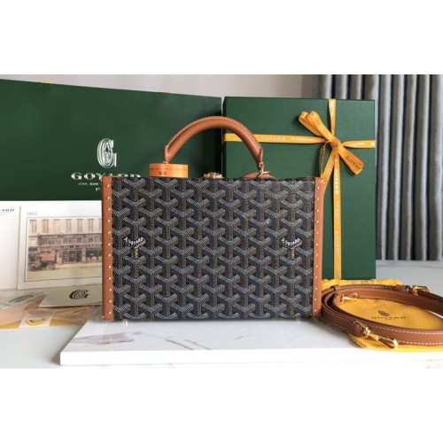 Goyard Grand Hotel Trunk Bag in Black/Tan Goyardine Canvas