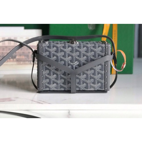 Goyard Minaudiere trunk bag in Gray Goyardine Canvas