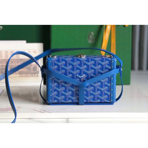 Goyard Minaudiere trunk bag in Blue Goyardine Canvas