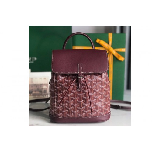 Goyard Alpin Mini backpack in Burgundy Goyardine Canvas & Chevroches Calfskin