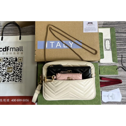 Gucci Double G multi-use mini bag in white pink and Black chevron matelasse leather Gucci Double G multi-use mini bag in white pink and Black chevron matelasse leather
