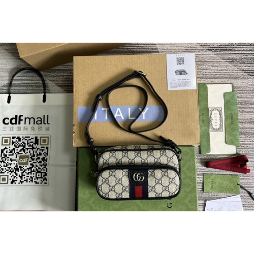 Gucci Ophidia mini bag in Beige and blue Supreme canvas Gucci Ophidia mini bag in Beige and blue Supreme canvas