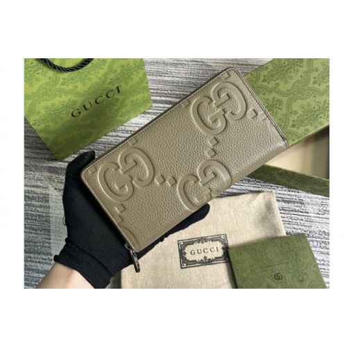 Gucci Jumbo Zip Around Wallet in Taupe jumbo leather Gucci Jumbo Zip Around Wallet in Taupe jumbo leather