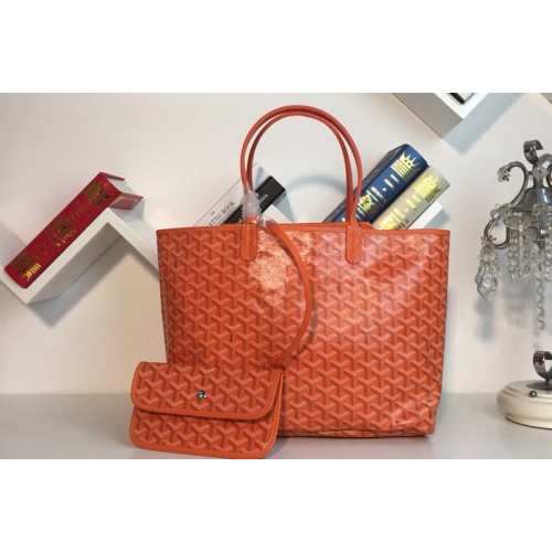 Goyard Saint Louis PM bag in Orange Goyardine Canvas & Chevroches Calfskin