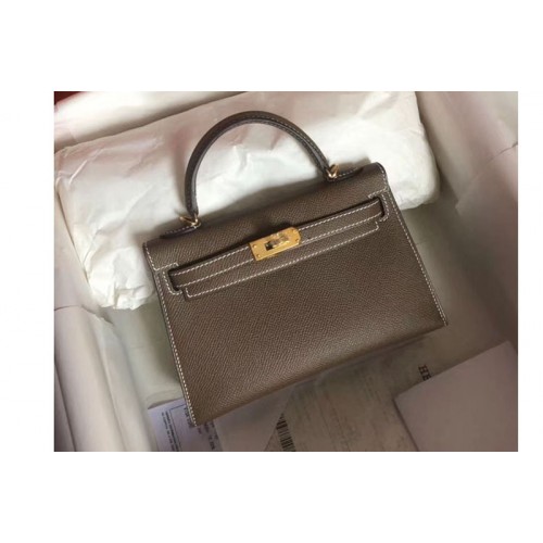 Hermes 25cm Mini Kelly Tote Bags Original Epsom Leather Handmade Gold Gray Hermes 25cm Mini Kelly Tote Bags Original Epsom Leather Handmade Gold Gray