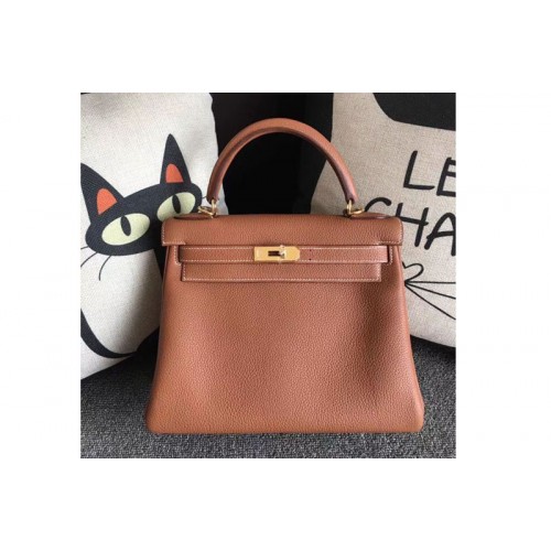 Hermes Kelly 28 Tote Bags Original Togo Leather Handstitched Tan