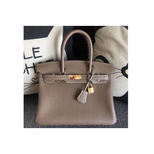 Hermes Birkin 30 Tote Bags Original Togo Leather Handstitched Gray