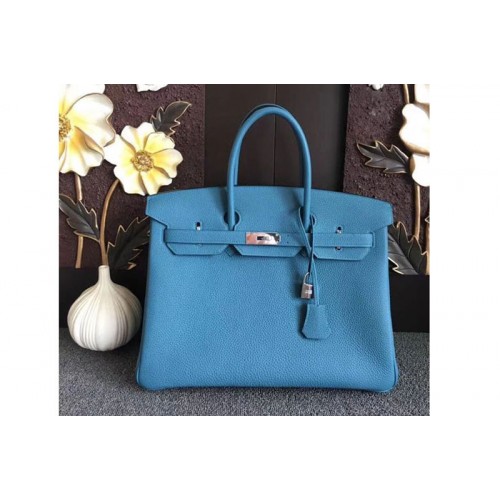 Hermes Birkin 30 Tote Bags Original Togo Leather Handstitched Blue Jeans