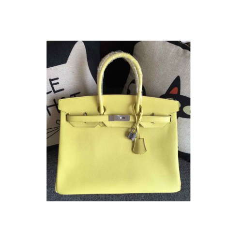 Hermes Birkin 30 Tote Bags Full Handstitched in Yellow Epsom Leather With Silver Buckle
