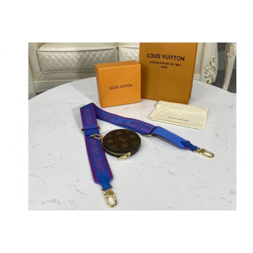 Louis Vuitton J02493 bandouliere Jacquard Strap in Blue Nylon and Monogram coated canvas Louis Vuitton J02493 bandouliere Jacquard Strap in Blue Nylon and Monogram coated canvas