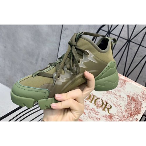 Women Dior KCK222ND-Connect sneaker in Khaki neoprene