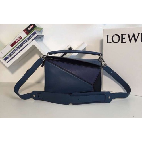 Loewe Puzzle Small Bags Original Calf Leather Blue Black Loewe Puzzle Small Bags Original Calf Leather Blue Black