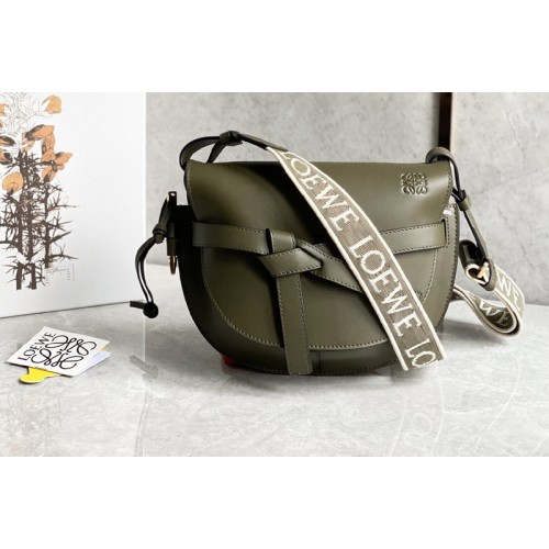 Loewe Mini Gate Dual bag in Green soft calfskin and jacquard